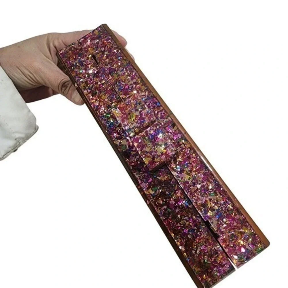 Evil Eye Clutch Womens Small Pink Glitter Statement Party Bag Boho Party Gala